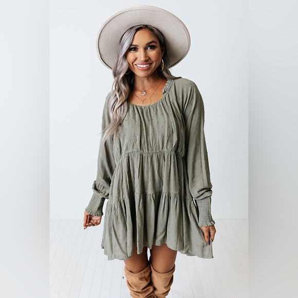 Impressions Dresses & Skirts - Sage Green Long Sleeve Shirt /Dress